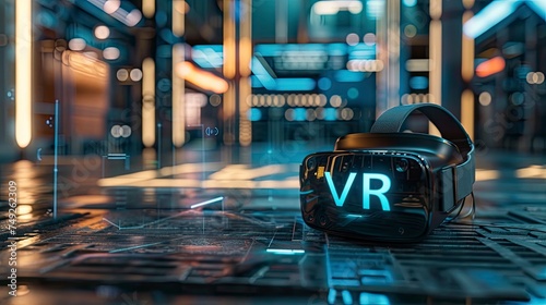 Virtual Reality technology with text VR