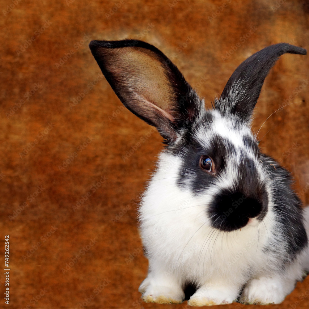 Funny little black and white bunny