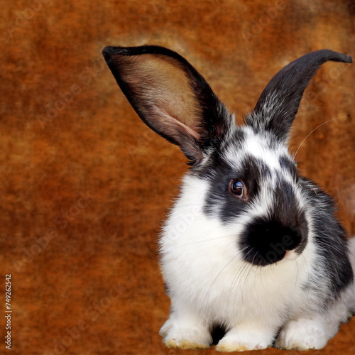 Funny little black and white bunny