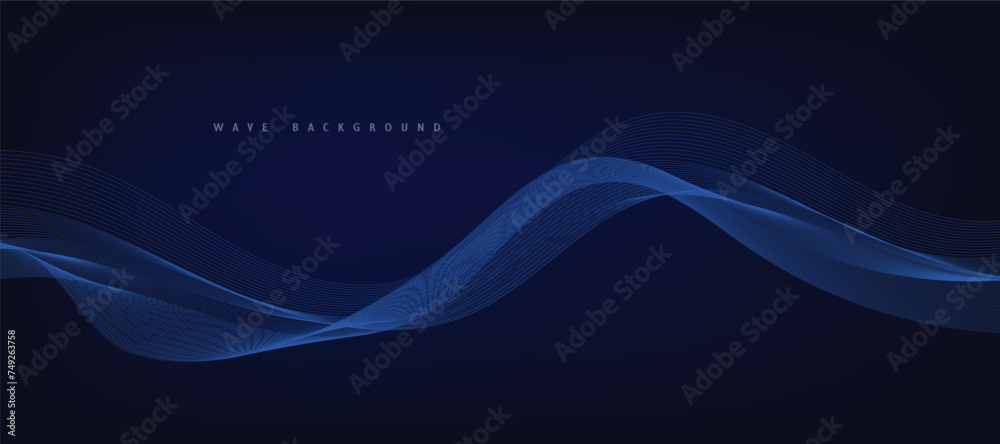 Abstract blue vector background with blue wavy lines.