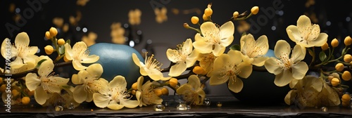 Apple Flowers On Wooden Background  with lights  light black and yellow  Background HD  Illustrations