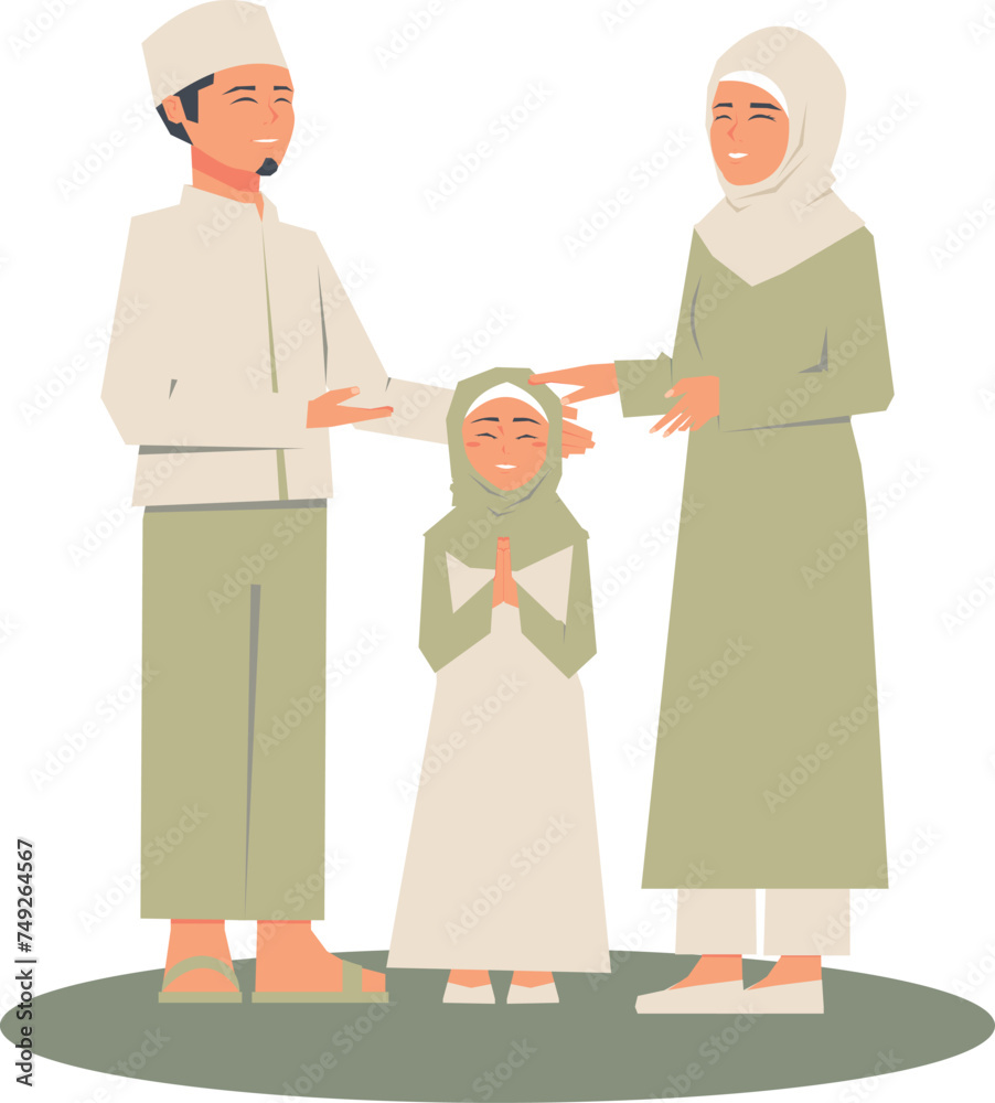 Vector illustration muslim family 