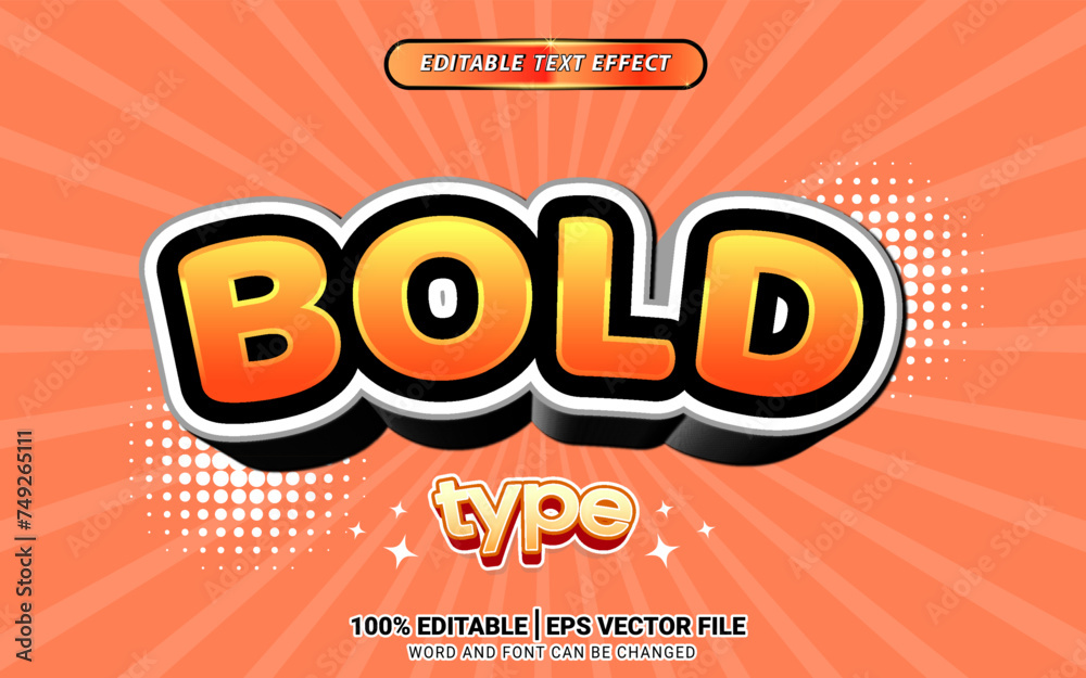Bold orange 3d text effect editable template design Bold orange 3d text effect editable template design
