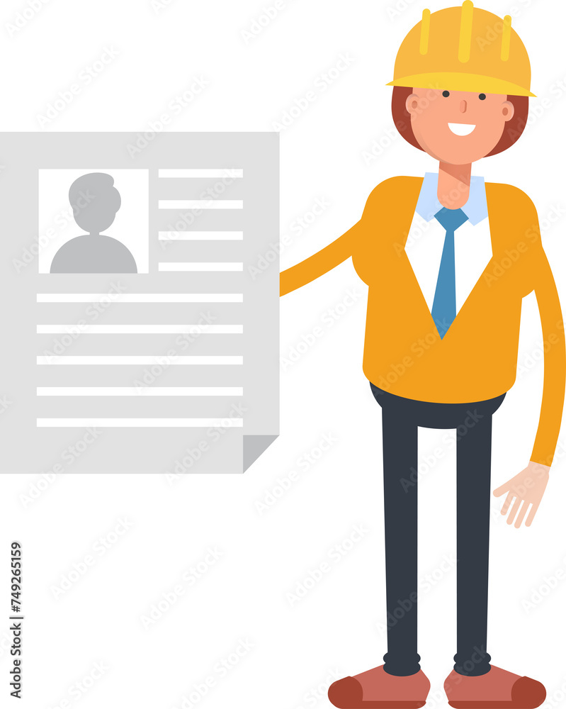 Woman Engineer Character Holding Job Application Document
Woman Engineer Character Holding Job Application Document