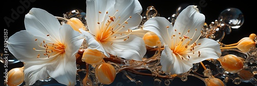 Azaleas Flowers Leaves White, with lights, light black and yellow, Background HD, Illustrations