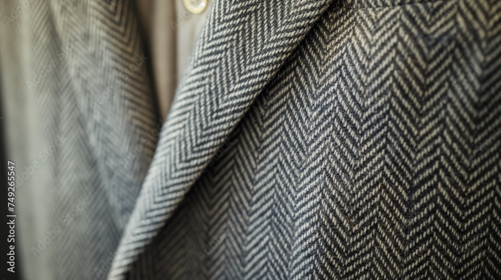 Fototapeta premium Close-up of herringbone fabric texture.
