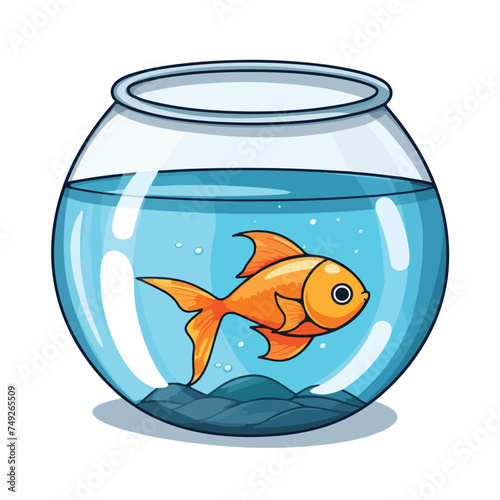 Empty cartoon fishbowl icon. Clipart image isolated