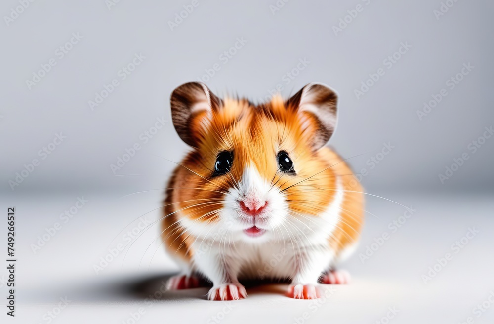Surprised red hamster on a white background. Free space for product placement or advertising text