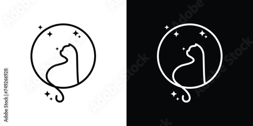 logo design moon cat,logo design template minimalist line,icon,symbol,idea creative. © Mas_W