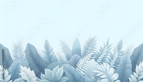 Composition monochrome de feuilles tropicales idéal pour arrière-plan ou bannière