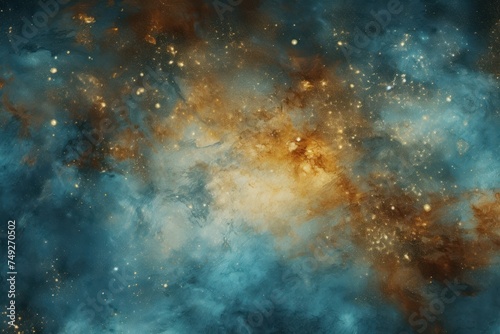 Azure nebula background with stars and sand