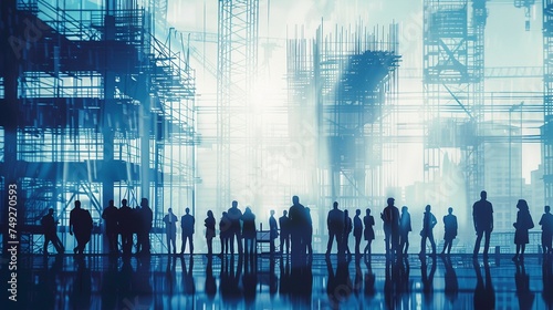 Business People Stand Together Amidst Industrial Construction