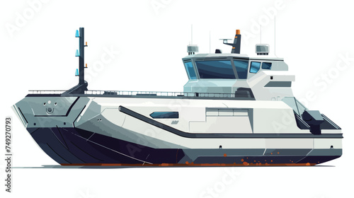 Autonomous freight ship white background isolated background © Vector