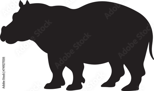 Hippo Silhouette Vector Illustration White Background