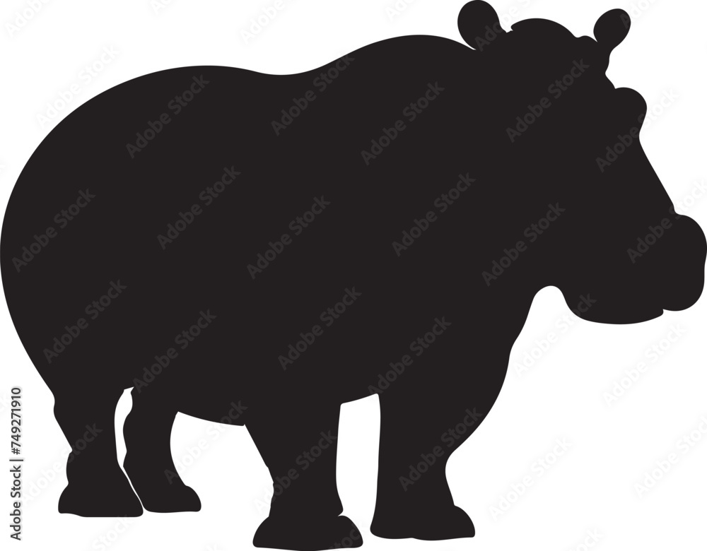 Hippo Silhouette Vector Illustration White Background Hippo Silhouette Vector Illustration White Background