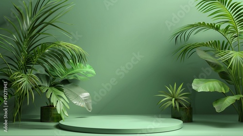 Creative Design with Tropical Leaf Decoration
