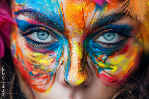 Portrait of a beautiful young girl with painted face