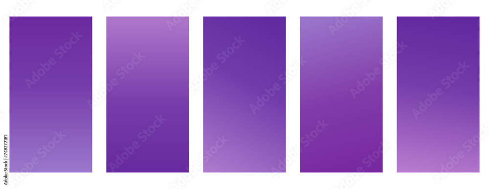 Set of vertical banners in purple gradients – Collection of elegant and simple vertical backgrounds isolated on a transparent background