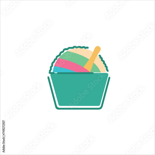 Shaved ice, summer, rainbow, vector illustration