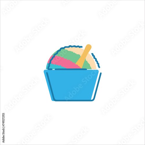 Shaved ice, summer, rainbow, vector illustration