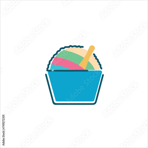 Shaved ice, summer, rainbow, vector illustration