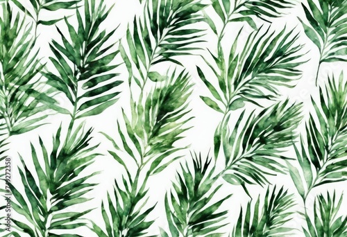  green leafy pattern is painted on a white background. pattern is made up of many small green leaves that are arranged in a way that creates a sense of movement and life. Scene is calm and peaceful