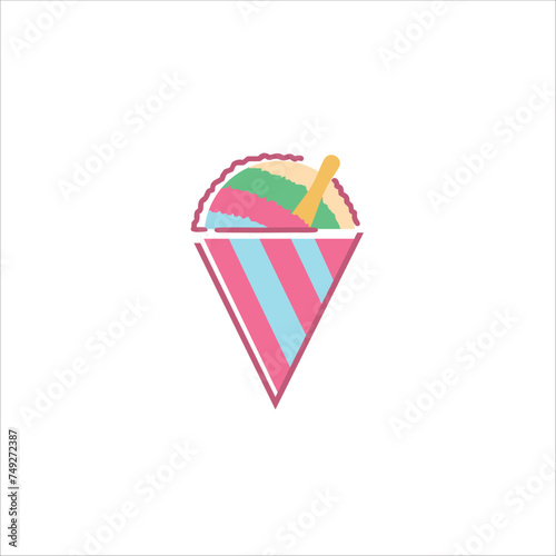 Shaved ice, summer, rainbow, vector illustration