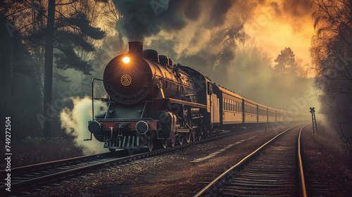 Old vintagr train cinematic background photo