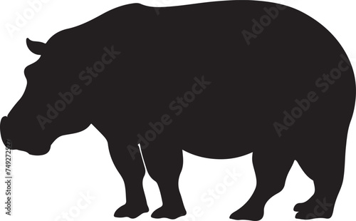 Hippo Silhouette Vector Illustration White Background