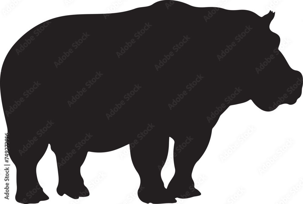 Hippo Silhouette Vector Illustration White Background Hippo Silhouette Vector Illustration White Background