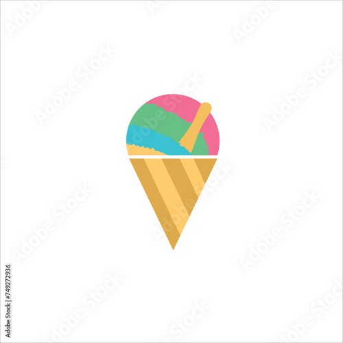 Shaved ice, summer, rainbow, vector illustration