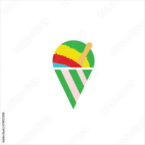 Shaved ice, summer, rainbow, vector illustration