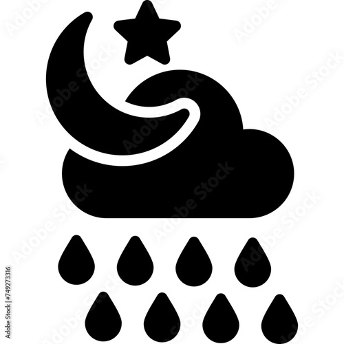 Rainy Night Vector Glyph Icon