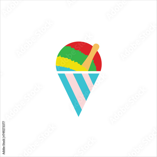 Shaved ice, summer, rainbow, vector illustration
