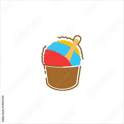 Shaved ice, summer, rainbow, vector illustration