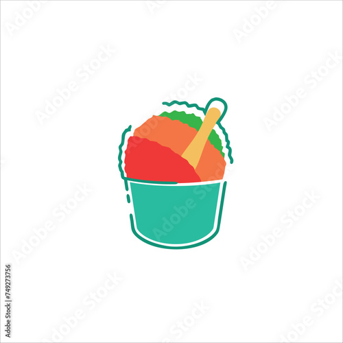 Shaved ice, summer, rainbow, vector illustration