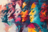 Colorful illustration of a group of women. International Women's Day concept.