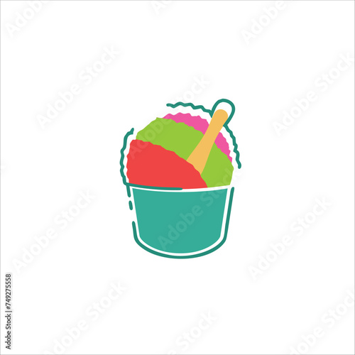 Shaved ice, summer, rainbow, vector illustration