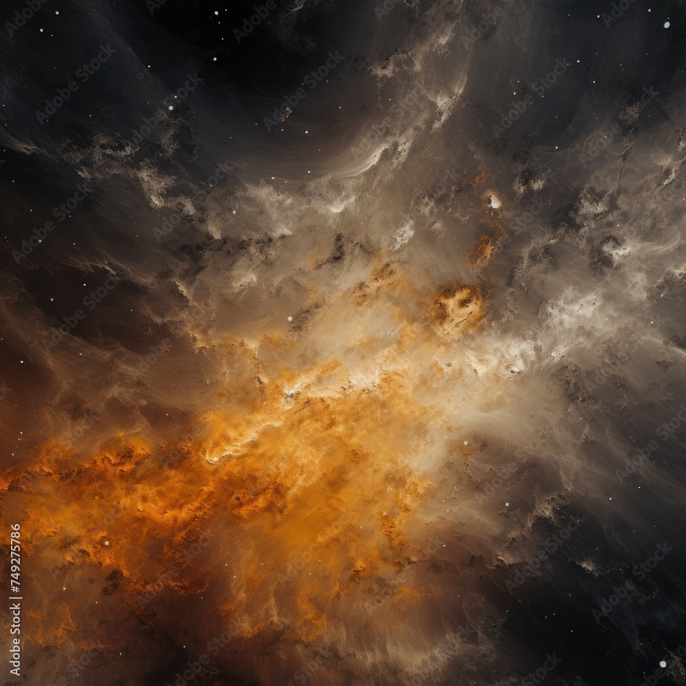 Gray nebula background with stars and sand