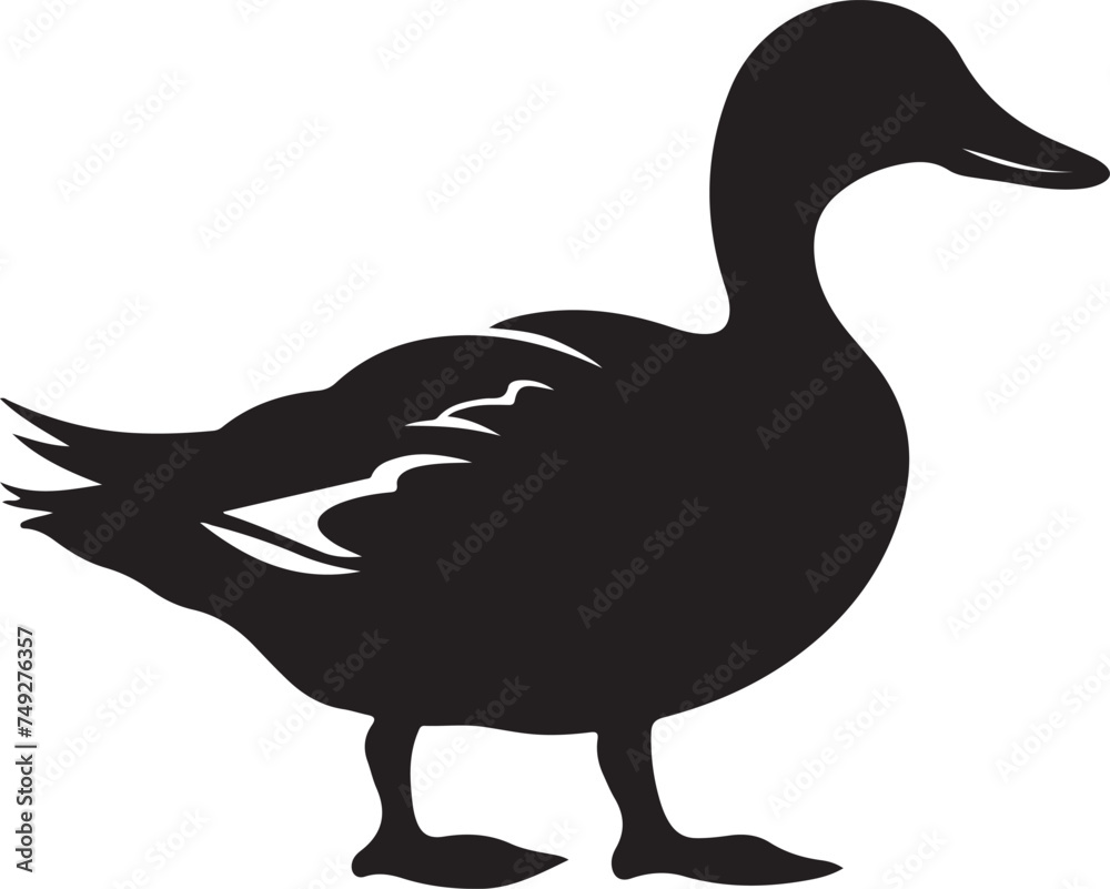 Duck Silhouette Vector Illustration White Background Duck Silhouette Vector Illustration White Background