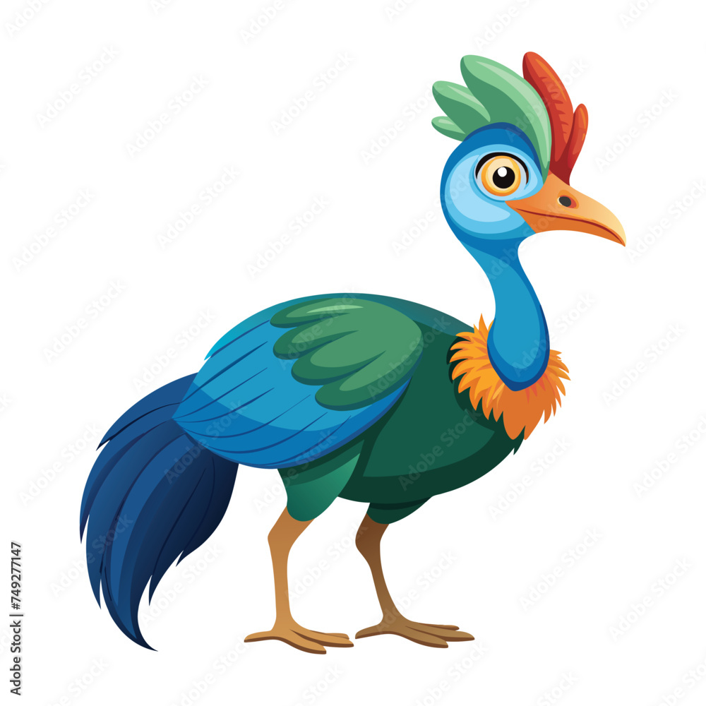 Obraz premium Cassowary Cartoon Illustration on White Background