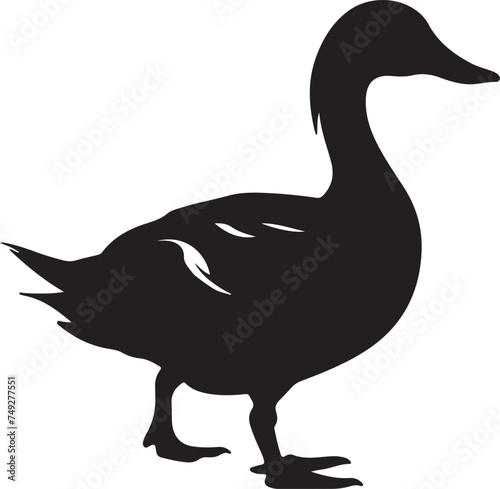 Duck Silhouette Vector Illustration White Background