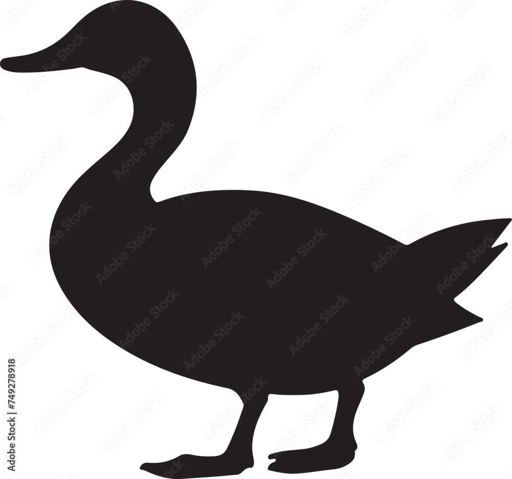 Duck Silhouette Vector Illustration White Background Duck Silhouette Vector Illustration White Background