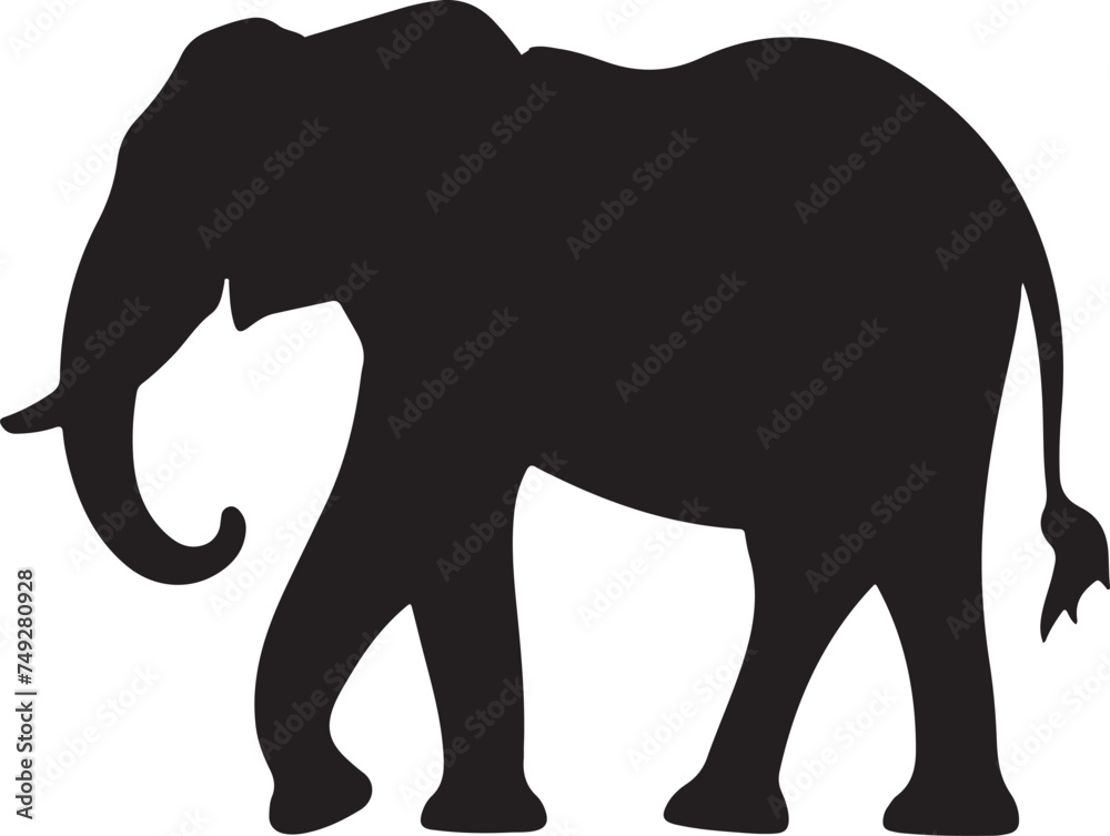 Fototapeta premium Elephant Silhouette Vector Illustration White Background