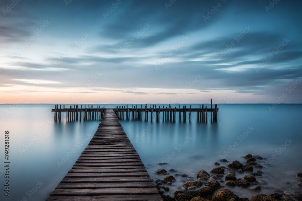 pier on the sea with beautiful view of sunset pier on the sea with beautiful view of sunset
