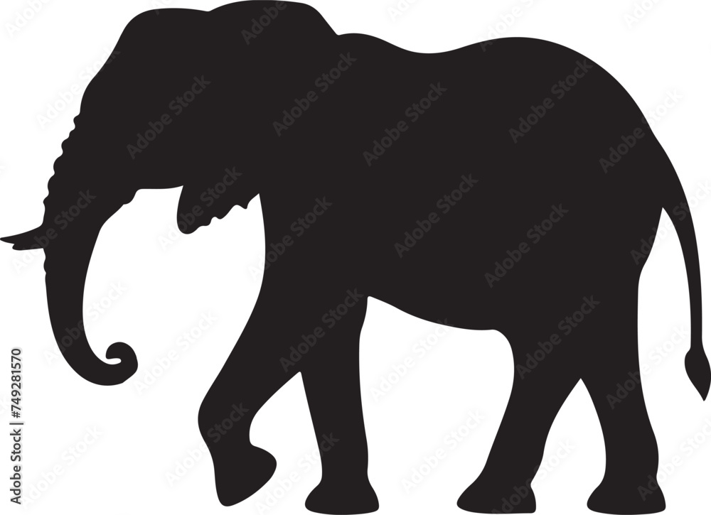 Fototapeta premium Elephant Silhouette Vector Illustration White Background