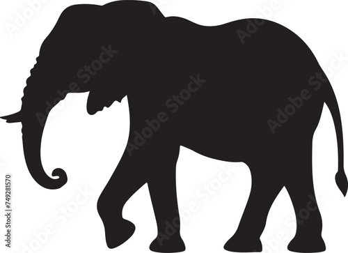 Elephant Silhouette Vector Illustration White Background