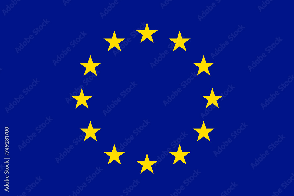 Flag of the European Union with twelve golden stars and blue background. Illustration made January 31st, 2024, Zurich, Switzerland. - obrazy, fototapety, plakaty 