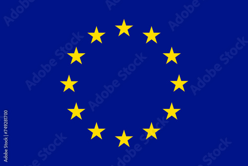 Flag of the European Union with twelve golden stars and blue background. Illustration made January 31st, 2024, Zurich, Switzerland.