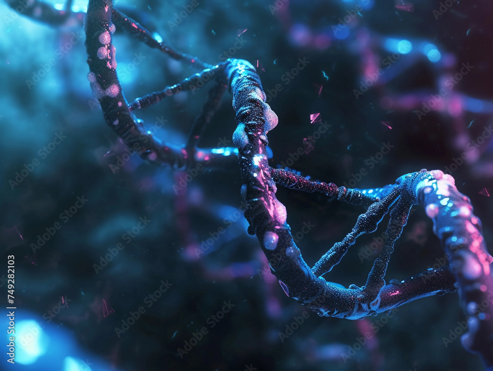 Abstract DNA Strand in Blue Hues Abstract DNA Strand in Blue Hues